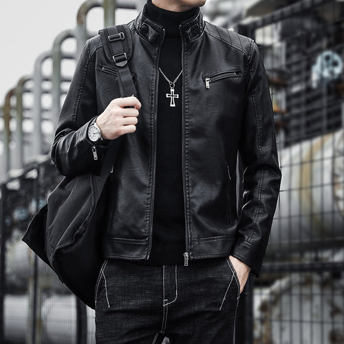 Herren Modische Kunstlederjacke mit warmem Innenfutter Echo Archiv