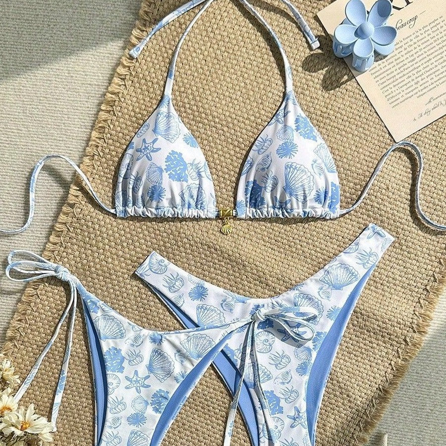 Damen hochwertiger Triangel-Bikini mit floralen Motiven Echo Archiv