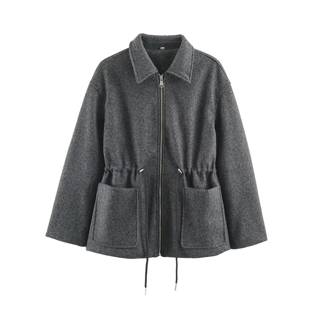 Damen Kurzjacke aus Wollmix mit Tunnelzug‑Taillierung und aufgesetzten Taschen Echoarchiv