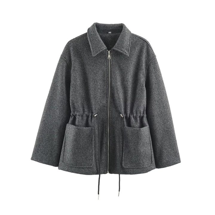 Damen Kurzjacke aus Wollmix mit Tunnelzug‑Taillierung und aufgesetzten Taschen Echoarchiv
