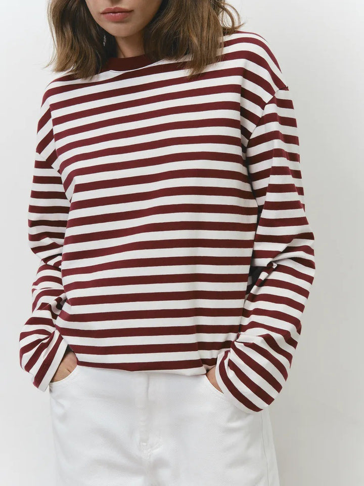 Damen Lässiges gestreiftes Langarmshirt Echo Archiv