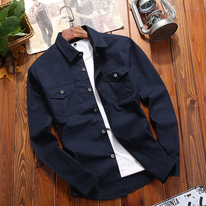Herren Hemdjacke im Utility‑Look mit aufgesetzten Brusttaschen – Taviero