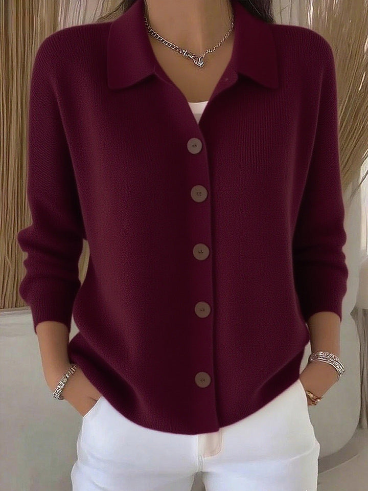 Damen nan Feinstrickjacke mit Hemdkragen und durchgehender Knopfleiste Echo Archiv