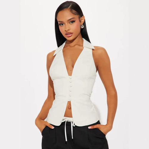 Damen elegant geschnittenes Wickeloberteil mit Knopfleiste und Kragen Echo Archiv
