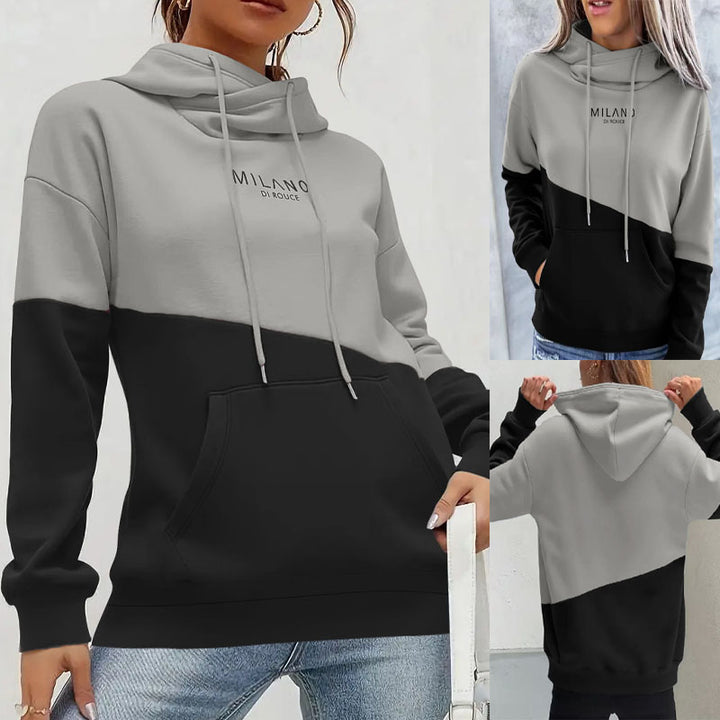 Damen Kapuzenpullover mit Colourblock, Kängurutasche und Oversize-Passform Echoarchiv