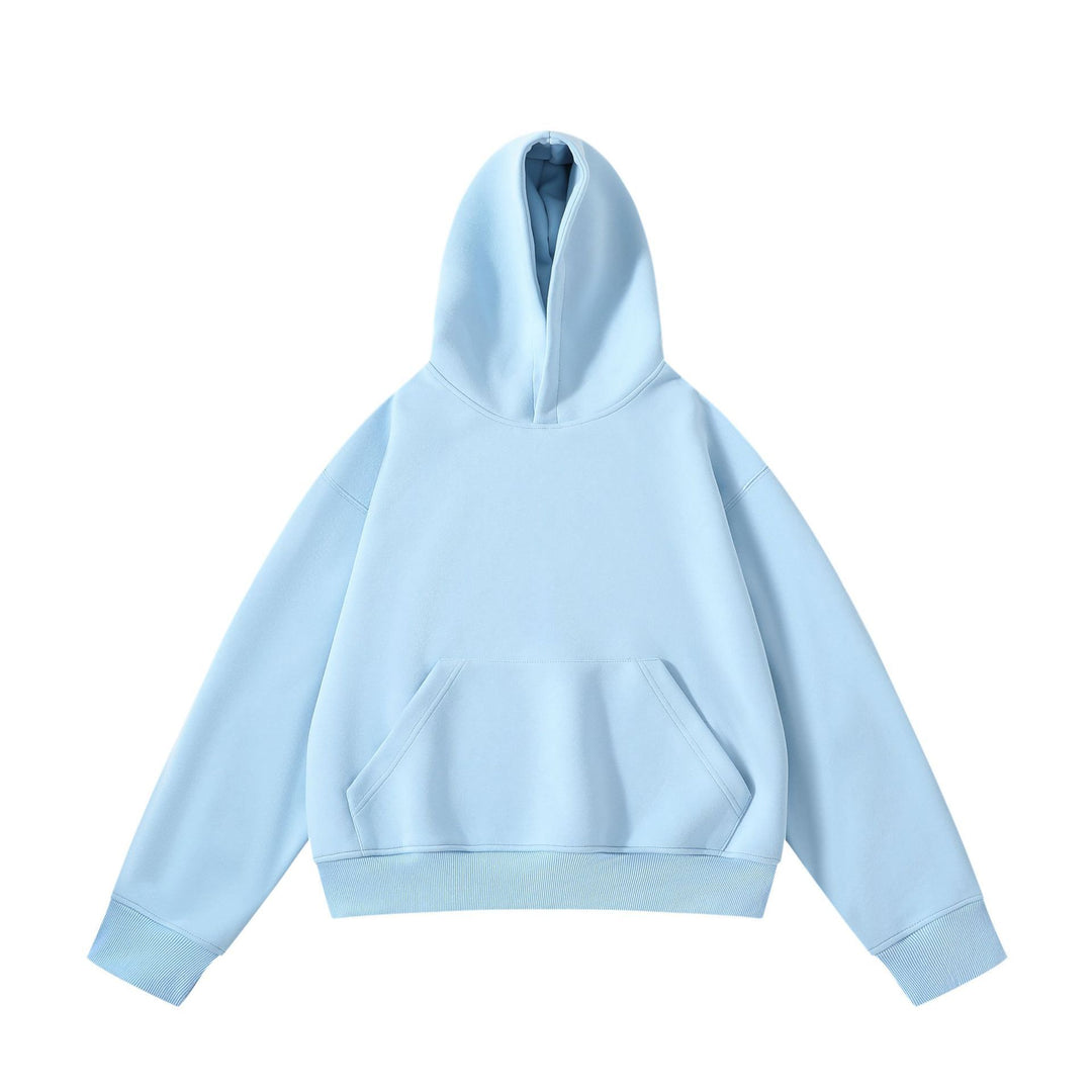 Unisex schwerer Oversize-Kapuzenpullover mit doppellagiger Kapuze Kängurutasche und breitem Rippbund Echo Archiv