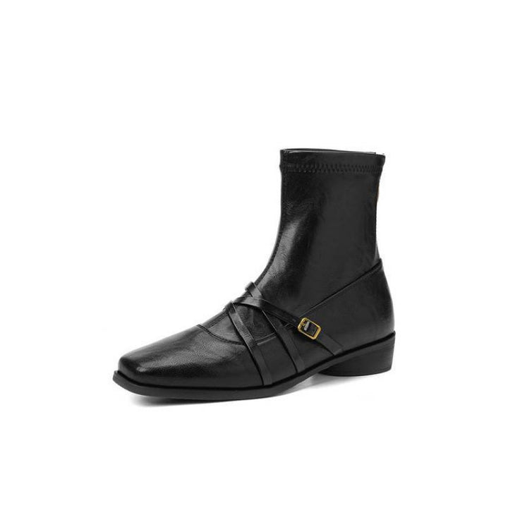 Damen Elegante Stiefeletten aus Leder mit modischem Riemen Echo Archiv