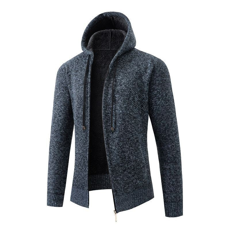 Herren gefütterte Strickjacke mit Kapuze Echoarchiv