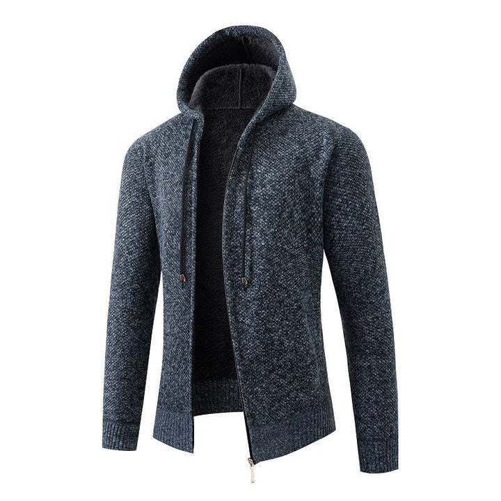 Herren gefütterte Strickjacke mit Kapuze Echoarchiv
