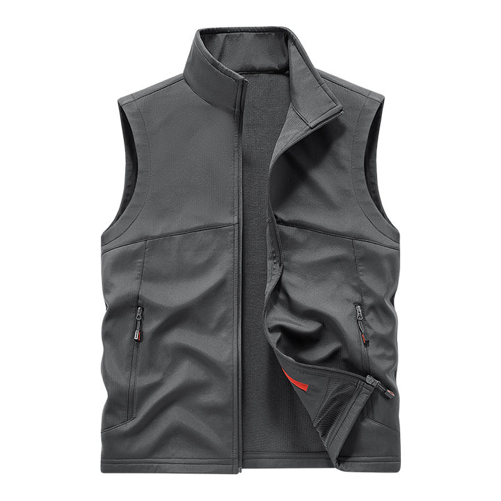 Herren atmungsaktives Softshell-Outdoorsanweste mit hochschließendem Stehkragen und fleecegefüttertem Innenraum – Marzano