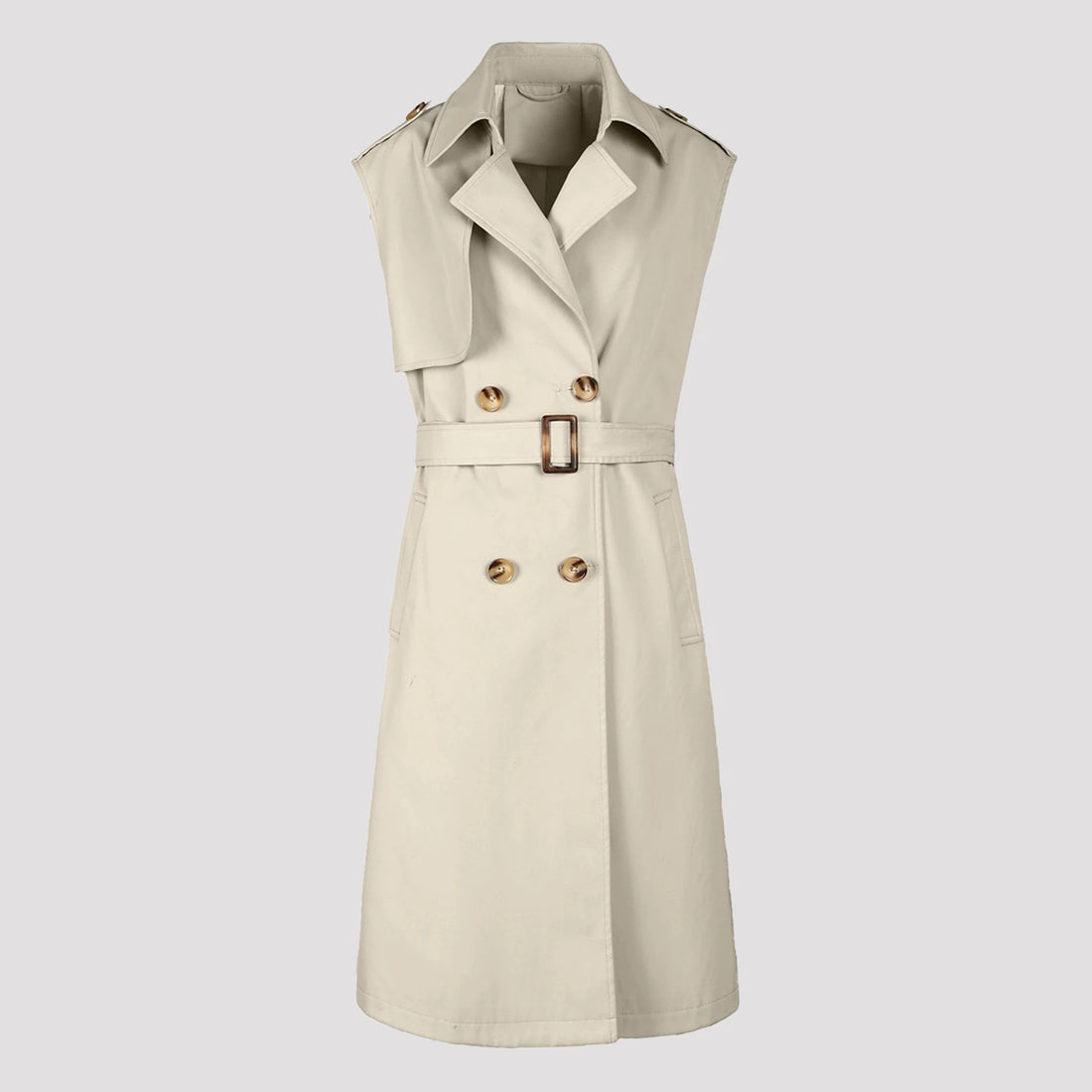 Damen Modischer Trenchcoat ohne Ärmel – Montévia