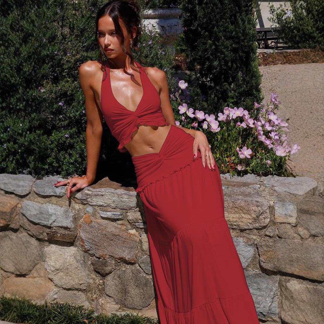 Damen Zweiteiliges Sommerkleid mit raffiniertem Oberteil und fließendem Rock Echo Archiv