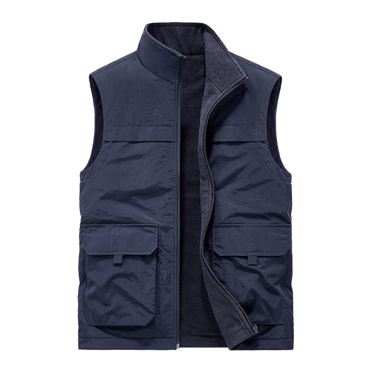 Herren Wattierte Utility-Weste mit Fleece-Innenfutter, Mehrfach-Taschen und Stehkragen Echoarchiv