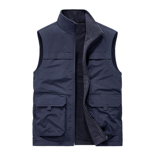 Herren Wattierte Utility-Weste mit Fleece-Innenfutter, Mehrfach-Taschen und Stehkragen Echoarchiv