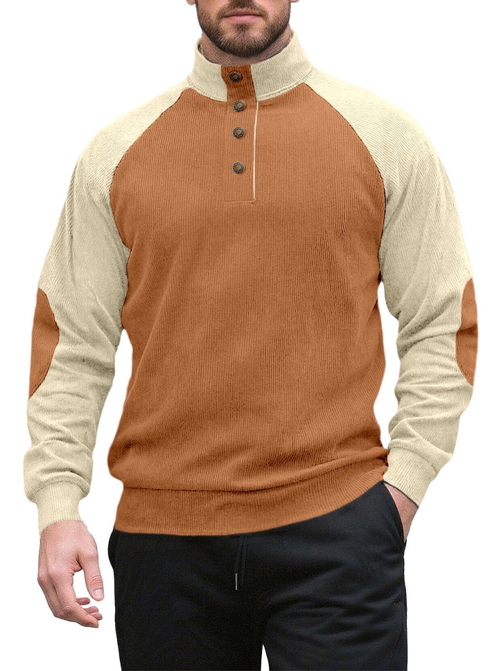 Herren Strickpullover mit modernem Knopfleisten-Design und Raglanärmeln Echoarchiv