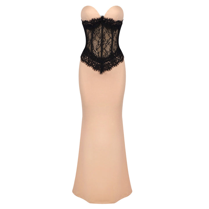 Damen Abendkleid mit elegantem Bustier und floralem Spitzenoberteil Echo Archiv