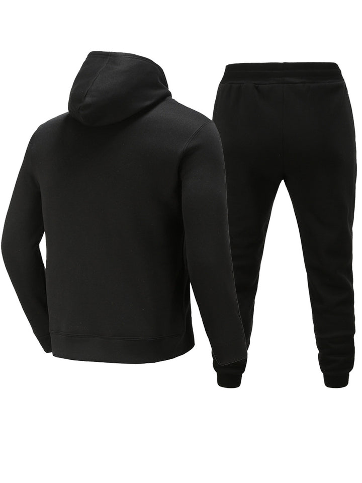 Herren sportliches Hoodie- und Jogginghose-Set mit auffälligem Statementdruck Echoarchiv