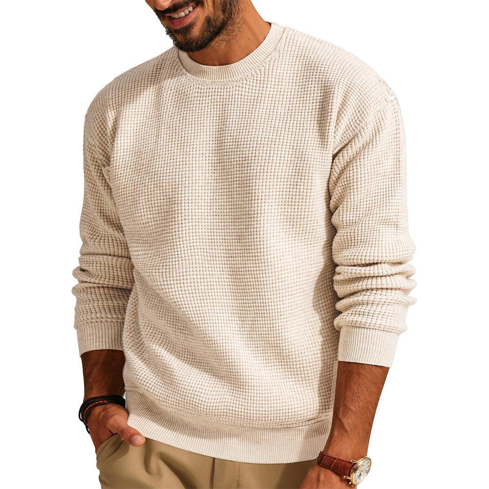 Herren Waffelstrick-Pullover mit Rundhalsausschnitt Echo Archiv