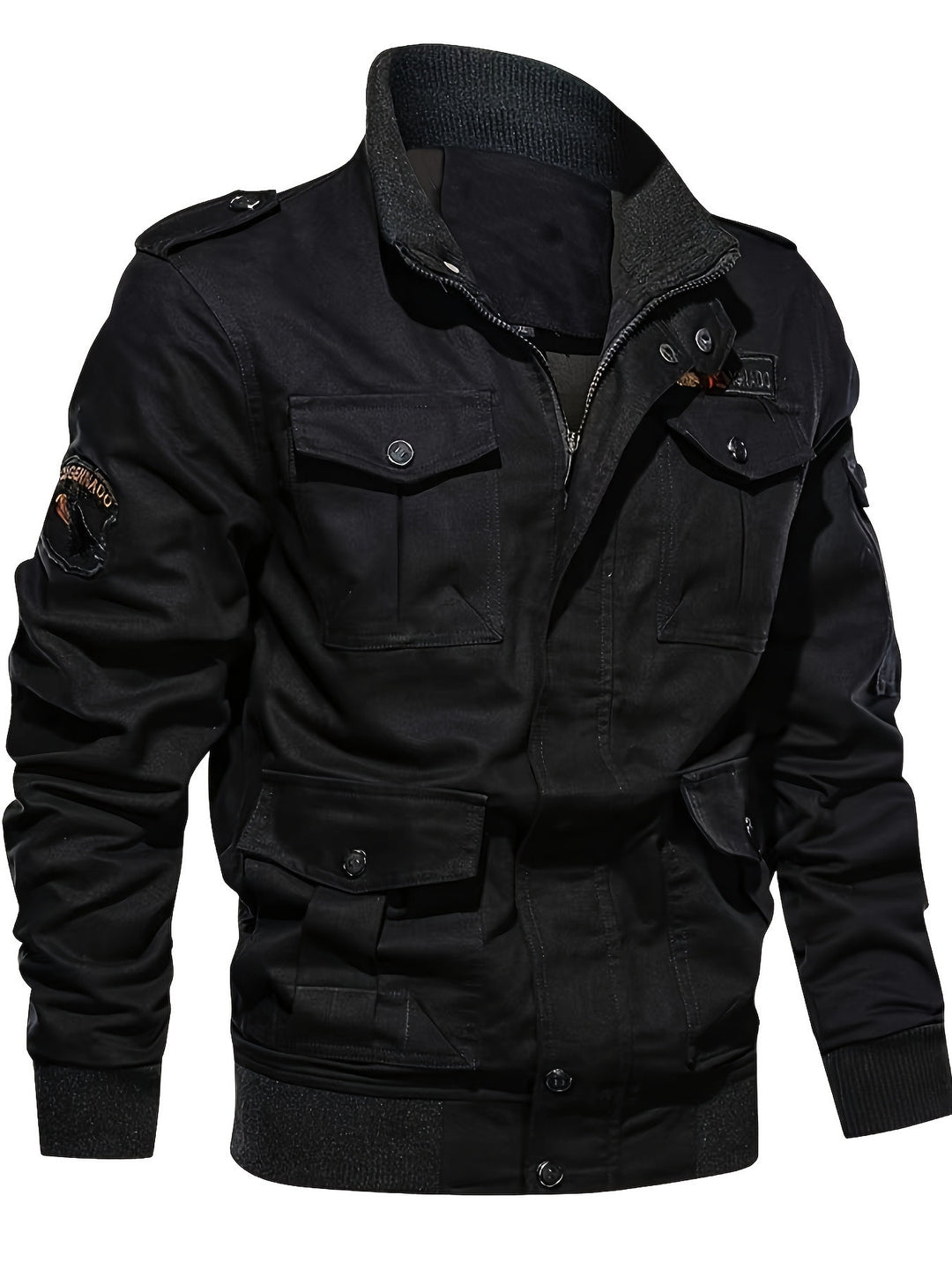 Herren Fieldjacke im Military-Stil mit Mehrfach-Taschen und Strickkragen Echoarchiv