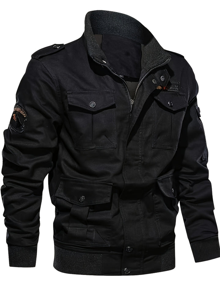 Herren Fieldjacke im Military-Stil mit Mehrfach-Taschen und Strickkragen Echoarchiv