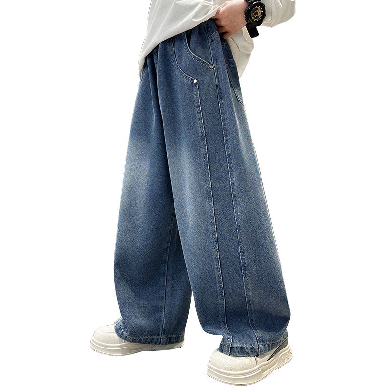 Damen lässige weite Denim-Hosen mit hohem Bund Echo Archiv