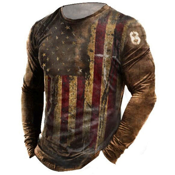 Herren Langarmshirt im Vintage-Look mit Flaggenmotiv Echoarchiv