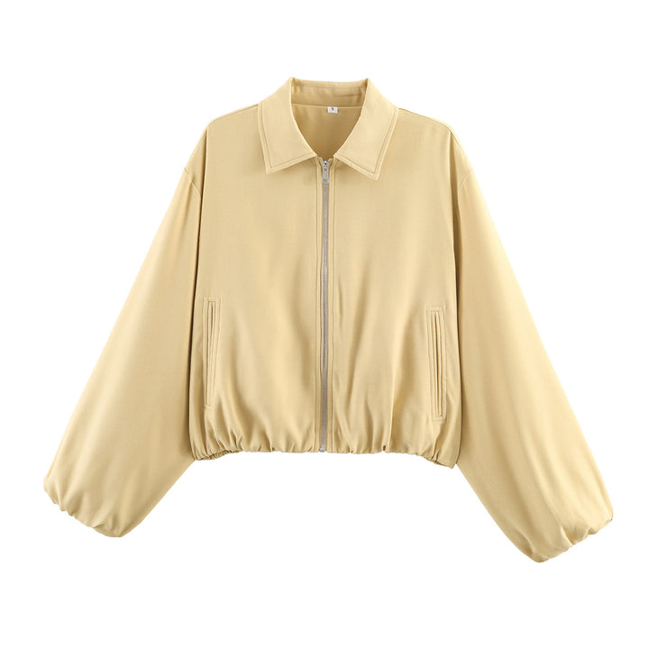 Damen Kurzjacke im Harrington‑Stil mit Polka‑Dot‑Muster, Ballonärmeln und elastischem Saum Echo Archiv