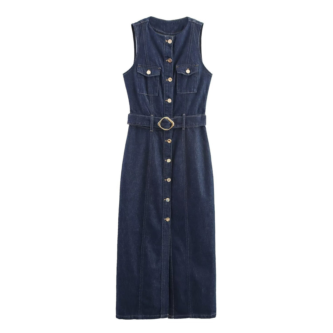 Damen Jeanskleid mit knopflosem Design und tailliertem Schnitt – Lunéa