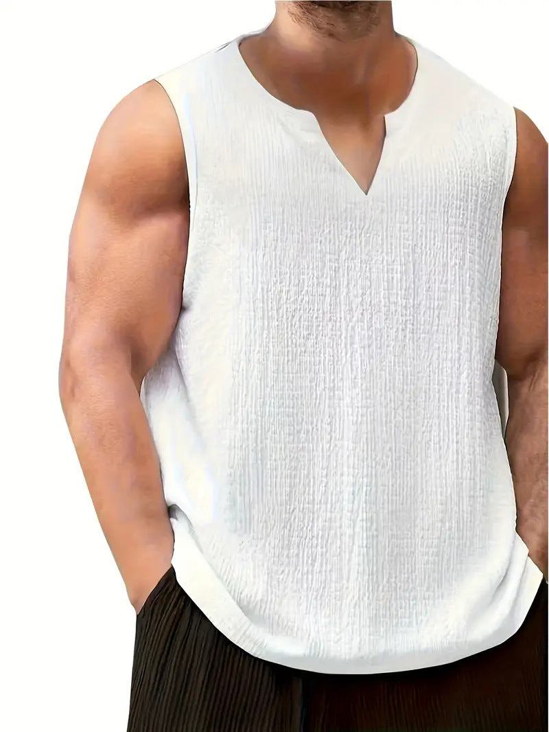 Herren Ärmelloses Freizeitshirt mit strukturiertem Design und V-Ausschnitt Echoarchiv