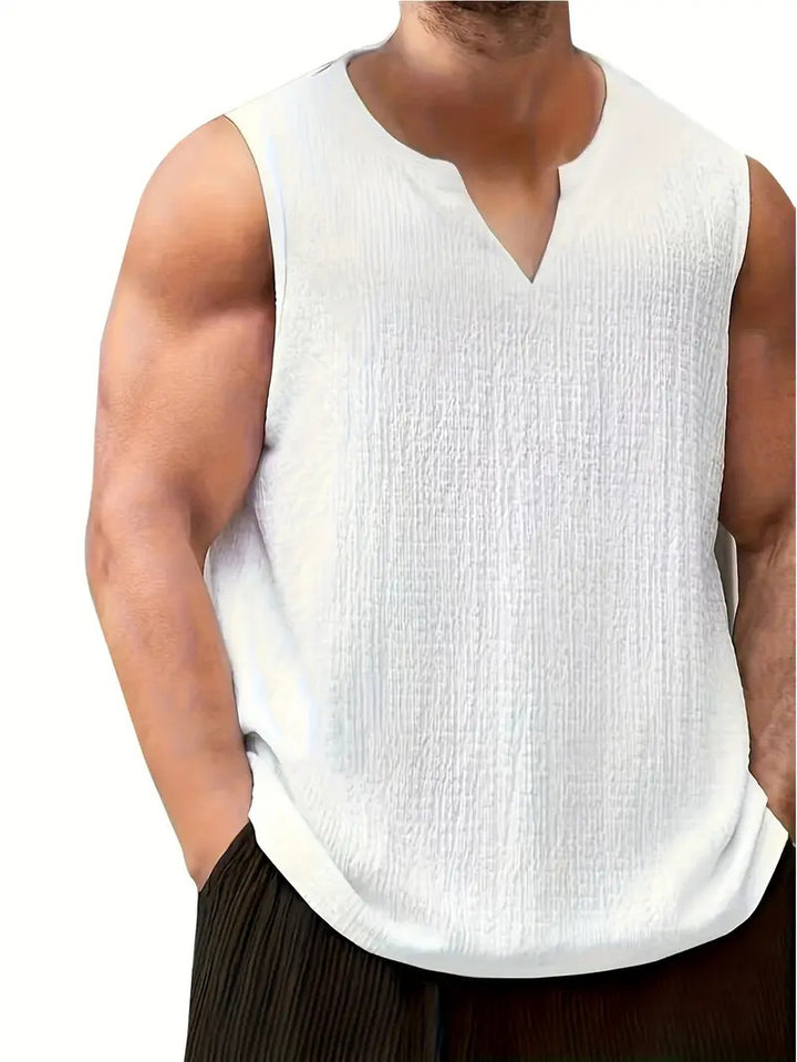 Herren Ärmelloses Freizeitshirt mit strukturiertem Design und V-Ausschnitt Echoarchiv