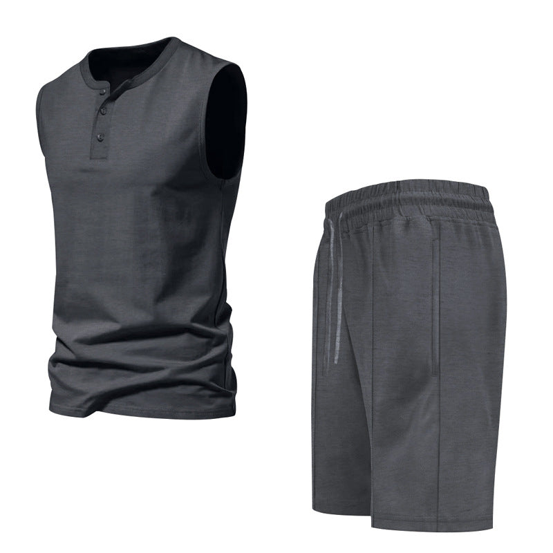 Herren ärmelloses Trainingsoberteil und Shorts-Set aus atmungsaktivem Material Echoarchiv