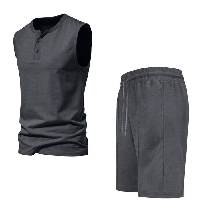 Herren ärmelloses Trainingsoberteil und Shorts-Set aus atmungsaktivem Material Echoarchiv