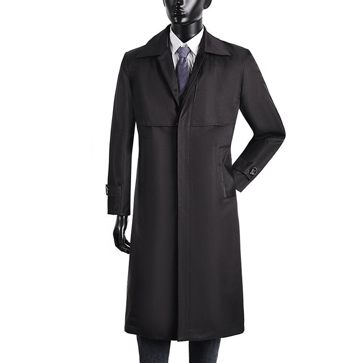 Herren langer Trenchcoat mit verdeckter Knopfleiste und wasserabweisender Ausstattung Echoarchiv