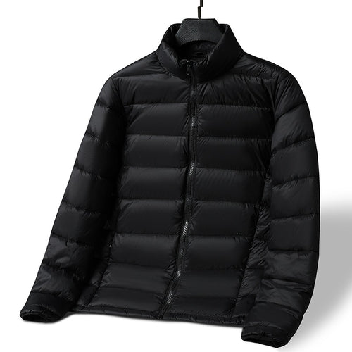 Herren Leichte ultrawarme packbare Steppjacke mit horizontaler Steppung, hohem Stehkragen und Zwei-Wege-Reißverschluss Echoarchiv