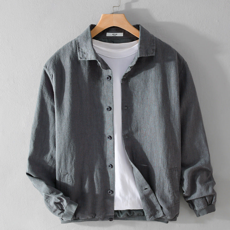 Herren Leichte Leinen-Hemdjacke mit Knopfleiste und Relaxed Fit Echoarchiv