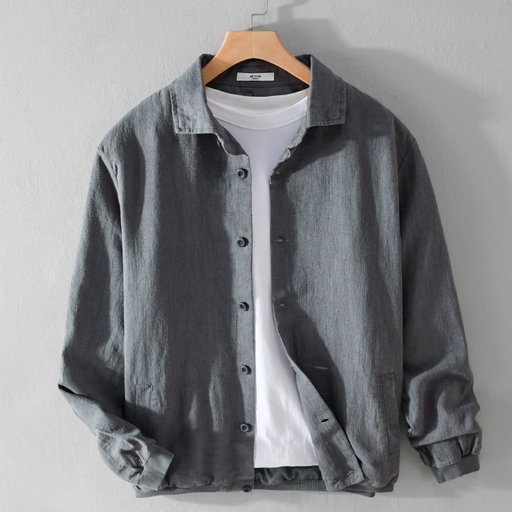 Herren Leichte Leinen-Hemdjacke mit Knopfleiste und Relaxed Fit Echoarchiv