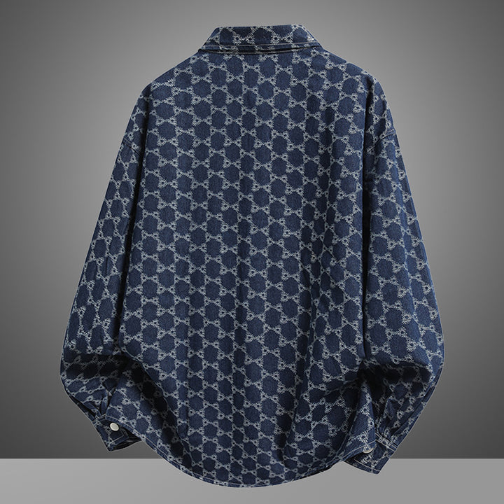 Herren lässige Hemdbluse aus Denim mit einzigartigem Muster Echoarchiv