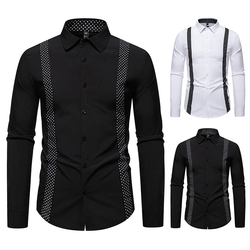 Herren Figurbetontes Hemd mit kontrastierenden Polka‑Dot Seiteneinsätzen und Kentkragen Echo Archiv