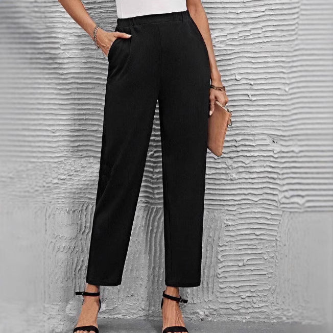 Damen nan hochgeschnittene konisch geschnittene Business-Hose mit elastischem Bund und seitlichen Eingrifftaschen Echo Archiv