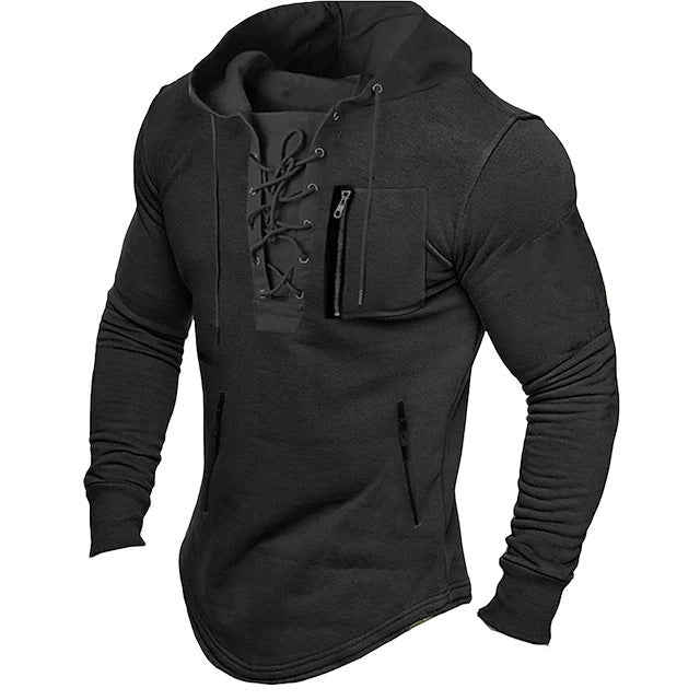 Herren modischer Kapuzenpullover mit einzigartigem Schnürdesign Echoarchiv