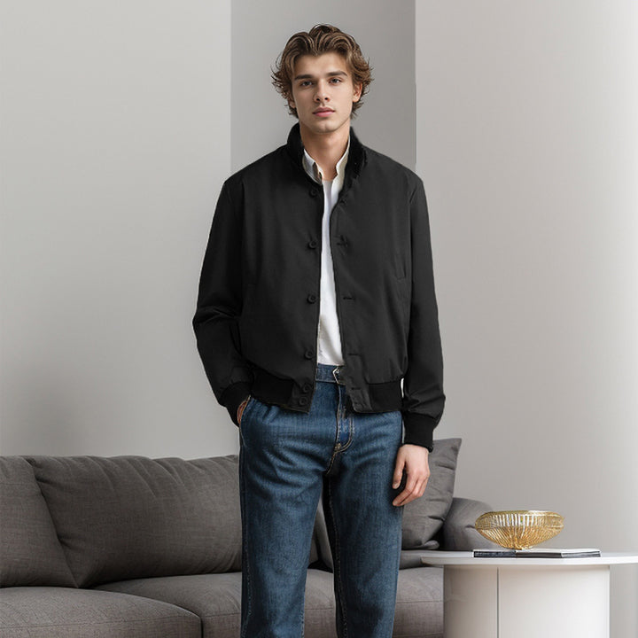 Herren modische Übergangsjacke mit multifunktionalen Taschen und hohem Stehkragen Echoarchiv