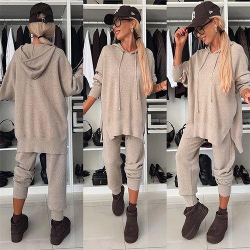 Damen oversized Kapuzenpullover und tapered Jogger Lounge-Set – Auréline