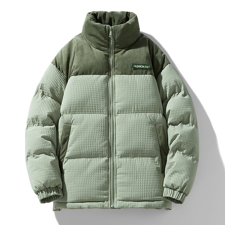 Herren Wattierte Cordoptik Steppjacke mit hohem Stehkragen und Thermofutter Echoarchiv