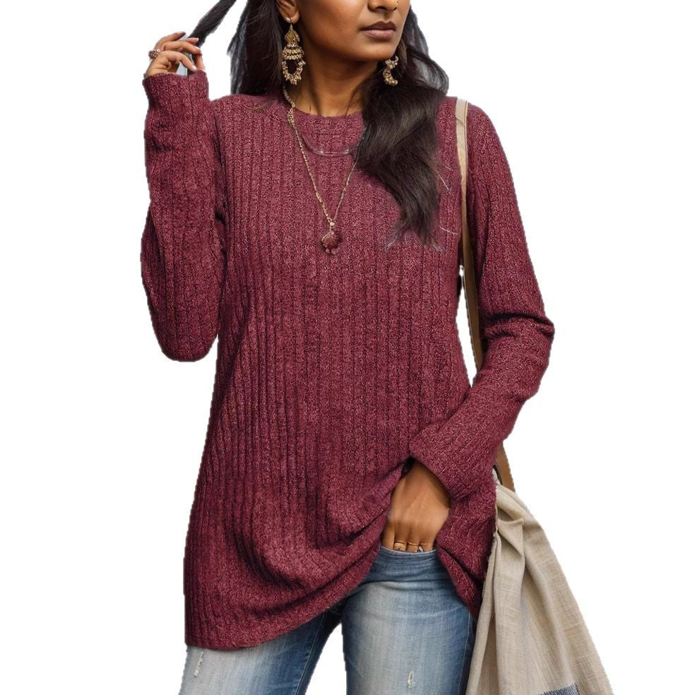 Damen Bequemes Langarmshirt mit Rippstruktur Echo Archiv