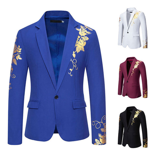 Herren eleganter Blazer mit floralem Goldmuster Echoarchiv