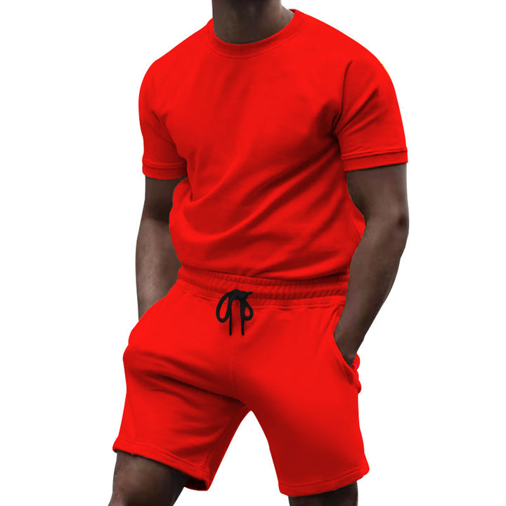 Herren Sportlicher Kurzarm Freizeitanzug mit elastischem Bund und praktischen Taschen Echoarchiv