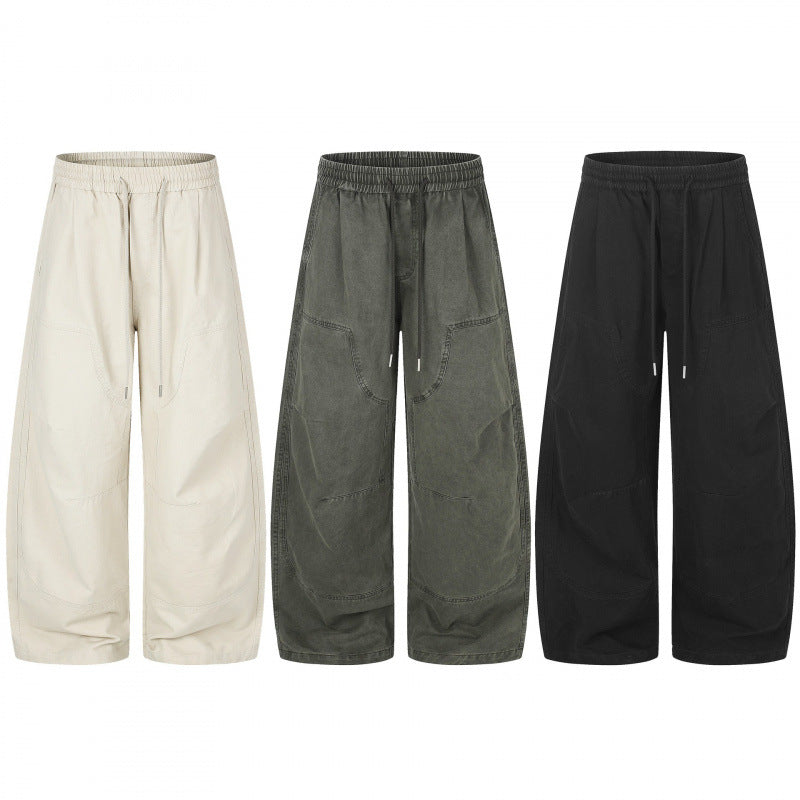Damen Weite Cropped-Cargo-Hose mit Gummibund, Tunnelzug und aufgesetzten Taschen Echo Archiv