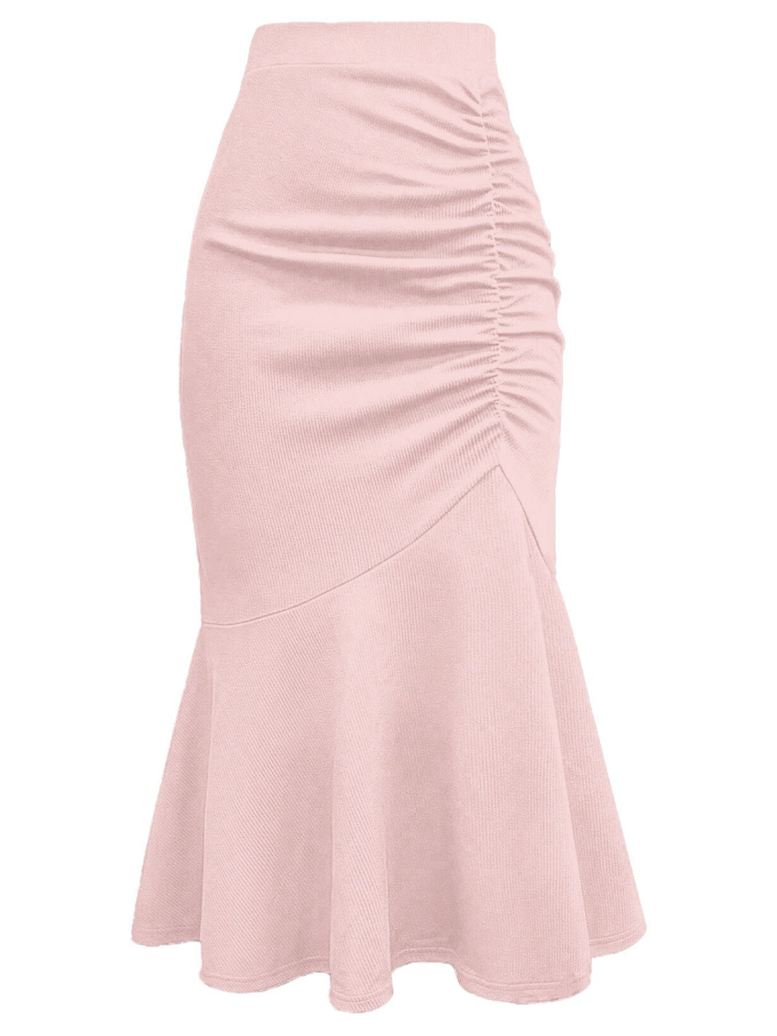 Damen eleganter Midirock mit asymmetrischem Schnitt und Raffung – Rosévia