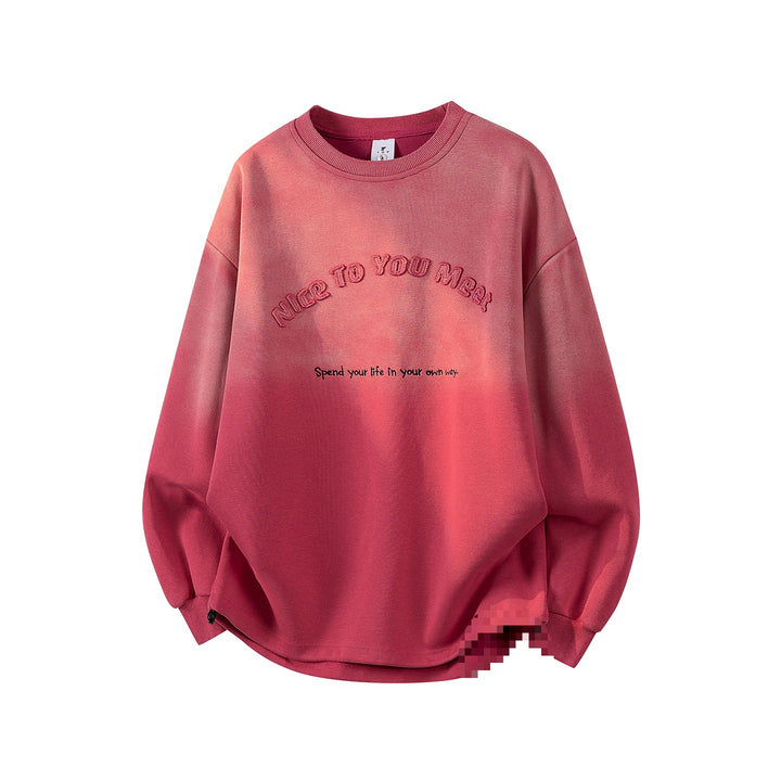 Damen Oversize-Sweatshirt mit gesticktem Schriftzug, abgerundetem Saum & überschnittener Schulter Echoarchiv