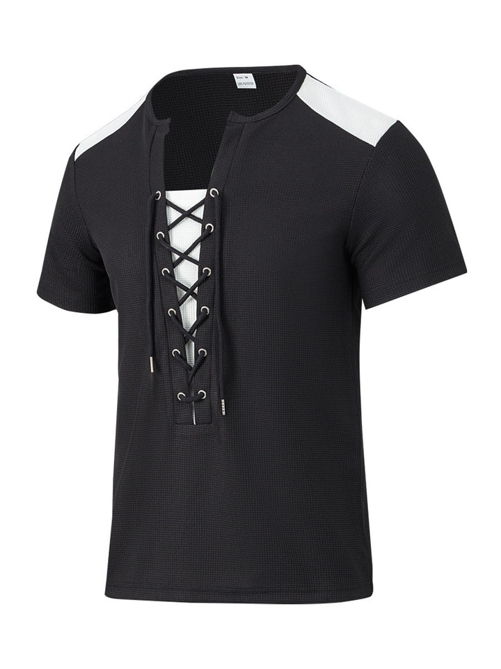 Herren Kurzarm Shirt mit sportlichem Schnürdesign Echoarchiv